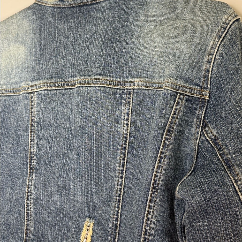 INC International Concepts Size M Y2K Blue Denim Jacket Rhinestone Vintage 2000s - Picture 8 of 8